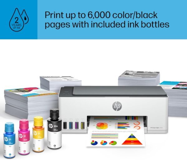 HP Smart Tank 5101 Wireless All-in-One Ink Tank Printer with 2 years of ink included,Print, scan, copy, Best-for-home, Refillable ink tank (1F3Y0A) - Image 5