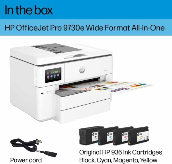 HP OfficeJet Pro 9730e Wide-Format Wireless All-in-One Color Inkjet Printer, Print, scan, Copy up to 11x17', ADF, Duplex Printing Best-for-Office, 3 Month Instant Ink Trial Included (537P6A) - Image 5